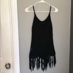 Black fringe sweater tank